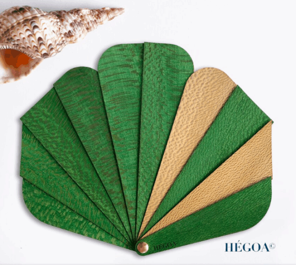 éventail hégoa en bois ginko vert