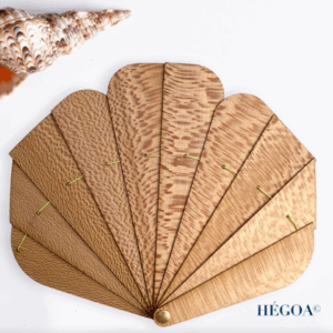 éventail hégoa en bois ginko vert