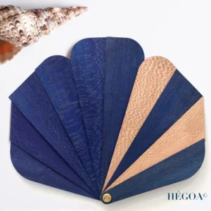 GINKO BLEU  Éventail Hégoa en bois – Image 4